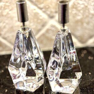 Daum France - Pair of Vintage Iceberg Candle Holders from the 60's